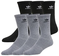 adidas Originals Mens adidas Originals Trefoil Cushioned Crew 6-Pack - Mens Heather Grey/Black Size L