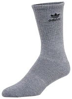 adidas Originals Mens adidas Originals Trefoil Cushioned Crew 6-Pack - Mens Heather Grey/Black Size L