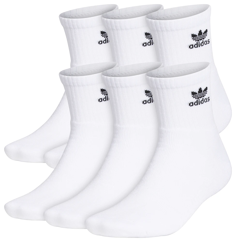 adidas Originals Mens adidas Originals Trefoil 6-Pack Quarter Socks - Mens White/Black Size L