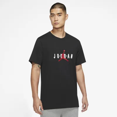 Jordan Mens Jordan Air Stretch Short Sleeve Crew - Mens Black/White/Gym Red Size S