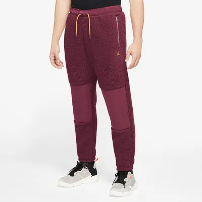 Nike Mens Nike Essential Statement Sherpa Fleece Winter Pants - Mens Cherrywood Red/Black Size L