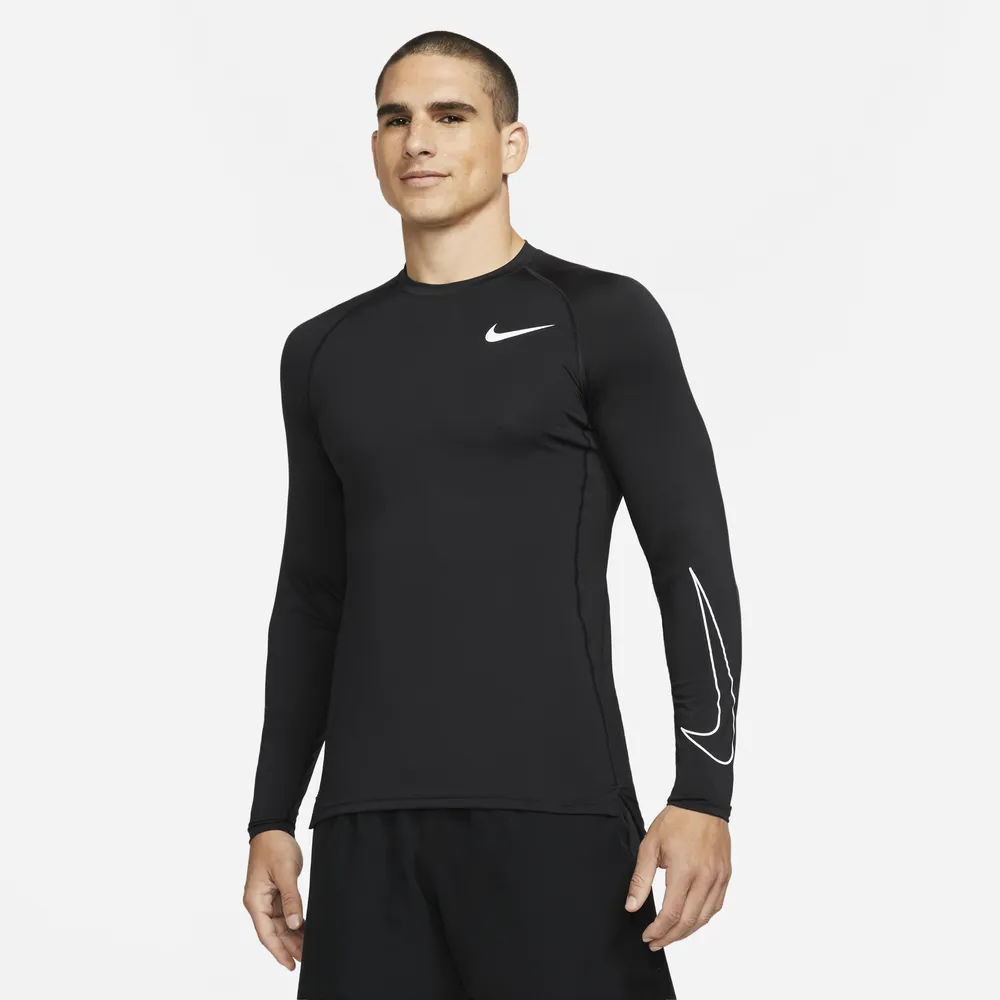 Nike Mens Nike Pro Dri-FIT Slim Long Sleeve Top - Mens Black/White