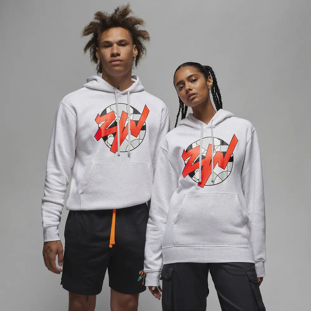 Jordan Mens Zion Graphic Fleece Pullover - Birch Heather/Red