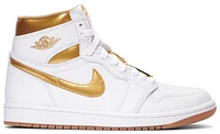 Jordan Womens AJ1 High Remastered - Basketball Shoes White/Gold