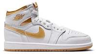 Jordan Girls Retro 1 High OG - Girls' Preschool Shoes White/Metallic Gold/Gum Light Brown