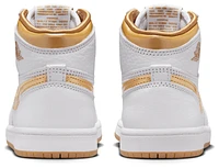 Jordan Girls Retro 1 High OG - Girls' Preschool Shoes White/Metallic Gold/Gum Light Brown