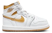 Jordan Girls Retro 1 HI OG Remastered - Girls' Toddler Shoes White/Metallic Gold/Gum Light Brown