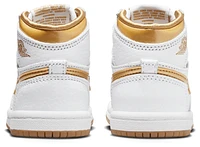 Jordan Girls Retro 1 HI OG Remastered - Girls' Toddler Shoes White/Metallic Gold/Gum Light Brown