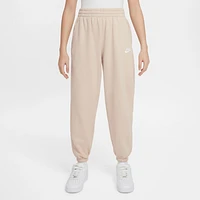Nike Girls NSW Club LBR Oversized Fleece Pants - Girls' Grade School White/Sanddrift/Sanddrift