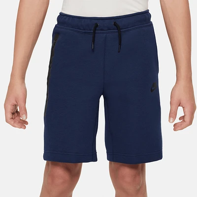 Nike Boys Tech Fleece Shorts - Boys' Grade School Black/Midnight Navy/Aquarius Blue