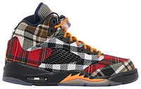 Jordan Boys Retro 5 Plaid - Boys' Grade School Basketball Shoes Black/Orange/Dark Obsidian