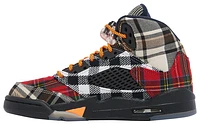 Jordan Boys Retro 5 Plaid - Boys' Grade School Basketball Shoes Black/Orange/Dark Obsidian