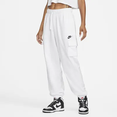 Nike Womens NSW Club Fleece MR Cargo Pants - White/Black