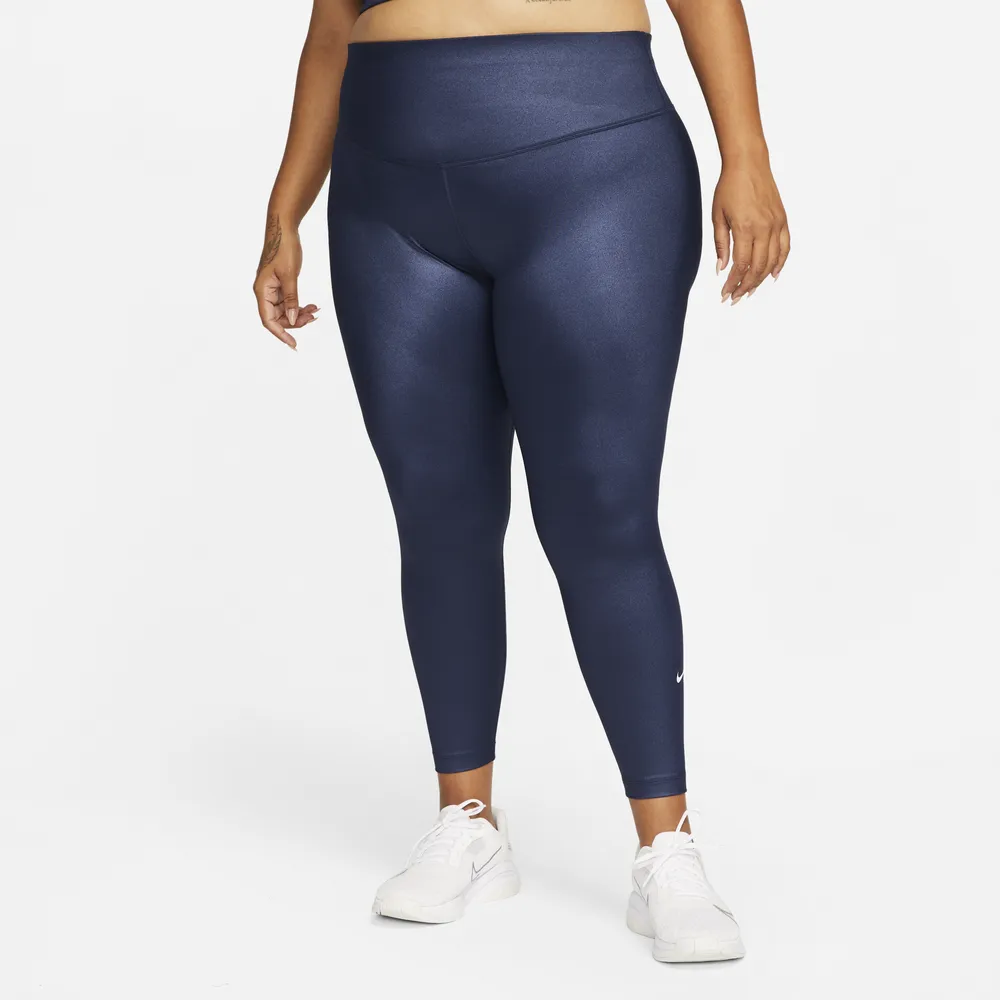 Nike Womens Nike Dri-Fit One Shine 7/8 Tights - Womens Navy Size XL