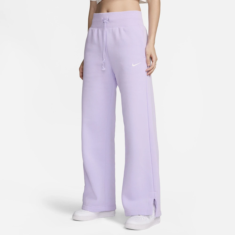 Nike Womens Nike Phoenix High Rise Wide Pants - Womens Violet Mist/Sail Size XL