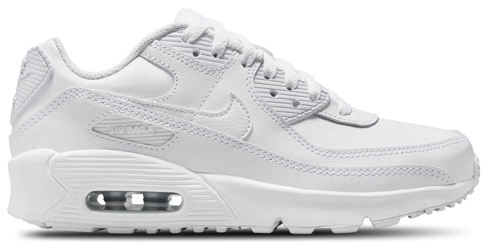Nike Boys Air Max 90 - Boys' Grade School Shoes White/White/Metallic Silver