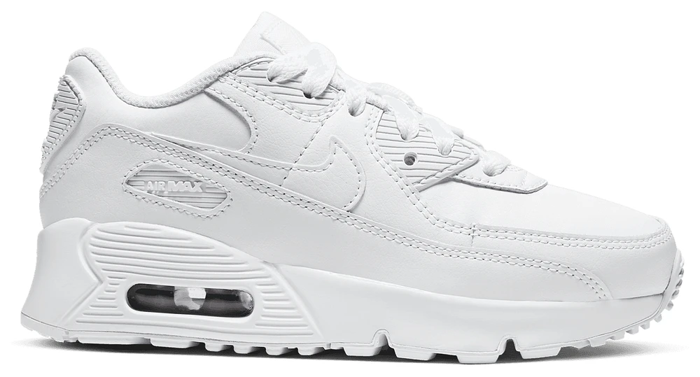 Nike Boys Nike Air Max 90 - Boys' Preschool Shoes White/White/Metallic Silver Size 01.0