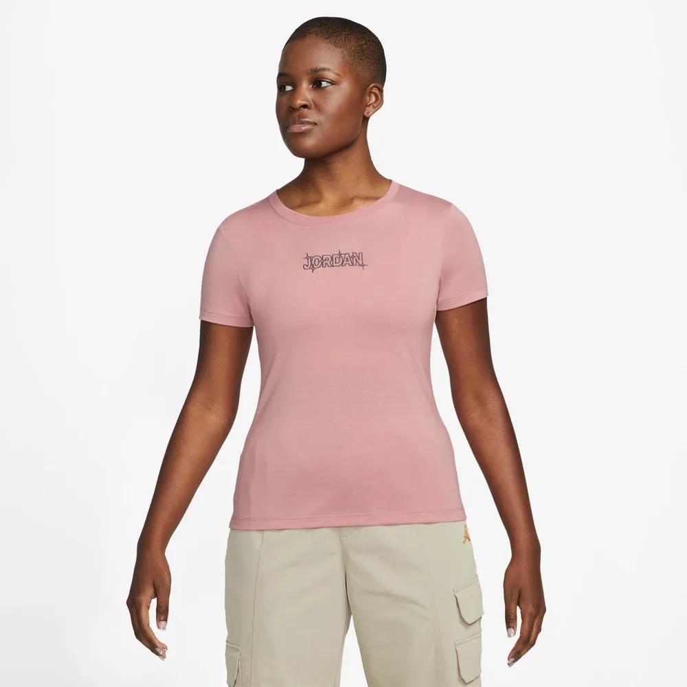 Jordan Womens Jordan Slim Graphic Short Sleeve T-Shirt - Womens Mauve/Red Stardust Size M