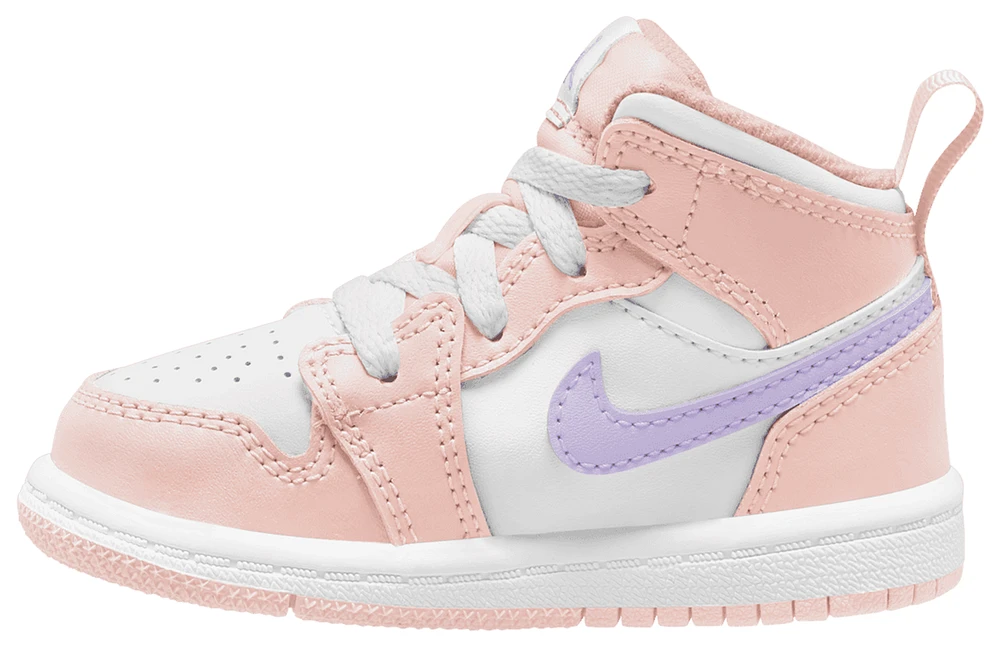 Jordan Girls AJ 1 Mid - Girls' Toddler Basketball Shoes Pink Wash/Violet Frost/White