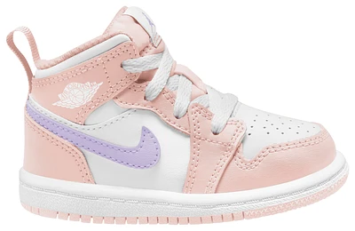 Jordan Girls AJ 1 Mid - Girls' Toddler Basketball Shoes Pink Wash/Violet Frost/White