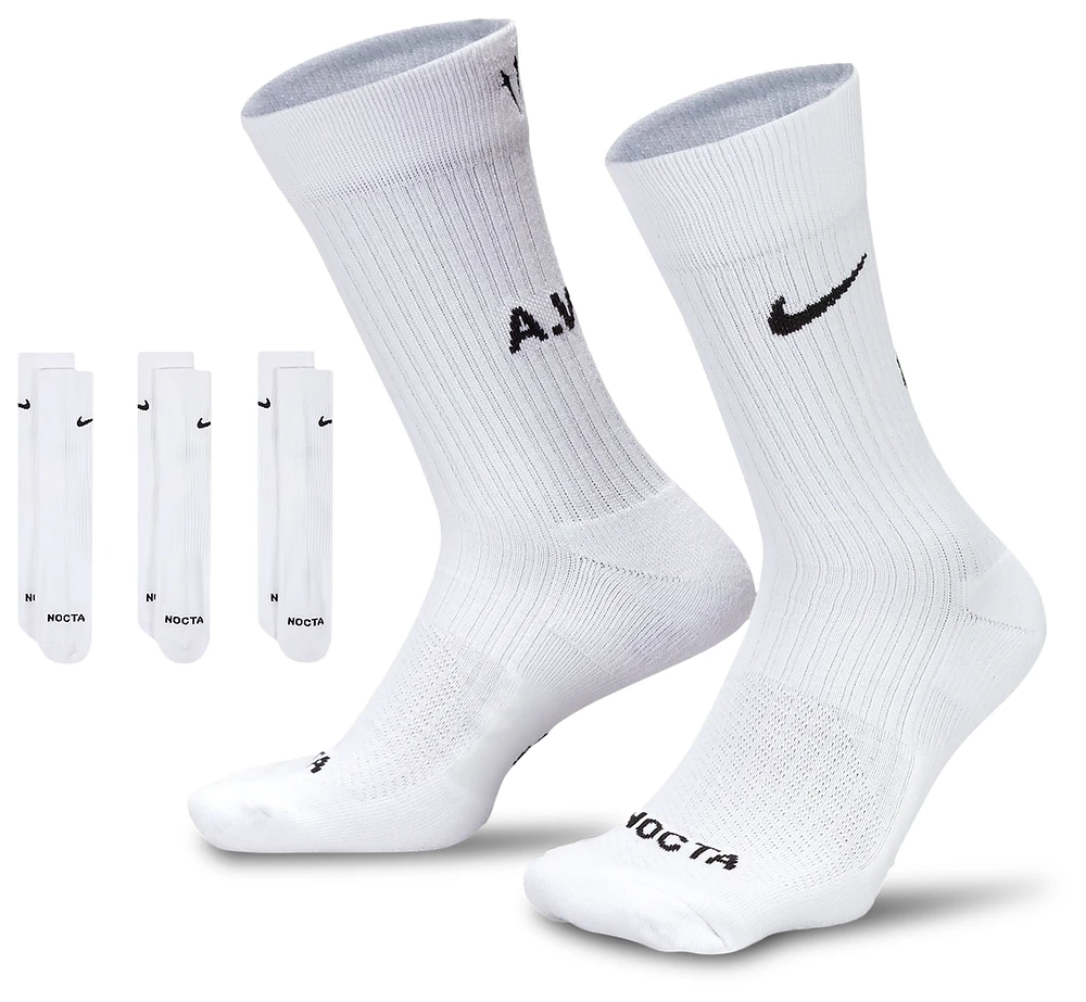 Nike Nike Sneaker Sox Nocta Crew Socks 3Pack - Adult White/Black Size M