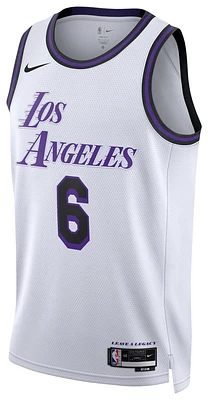 Nike Mens Lebron James Lakers Swingman Jersey - White