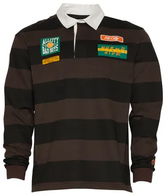 All City By Just Don Mens Krueger Rugby Crew - Dark Cola/Brown/Black