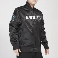 Pro Standard Mens Eagles Big Logo Satin Jacket - Black