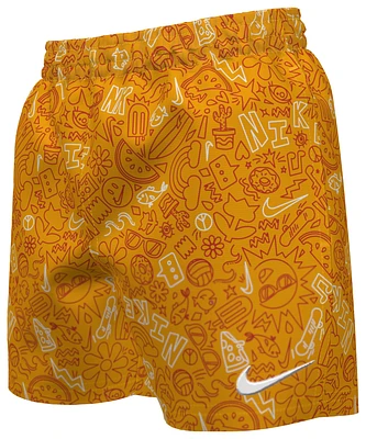Nike Girls Doodle Lap 4 Inch Swim Shorts - Girls' Grade School Orange/Orange