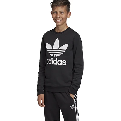 adidas Originals Boys Adicolor Trefoil Crew - Boys' Grade School White/Black