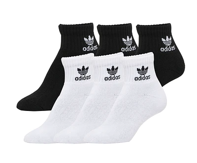 adidas Originals Boys adidas Originals Youth Originals Trefoil 6-Pack Quarter Socks - Boys' Grade School White/Black/Grey Size M