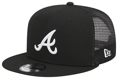 New Era Mens New Era Braves Evergreen Trucker Hat - Mens White/Black Size One Size