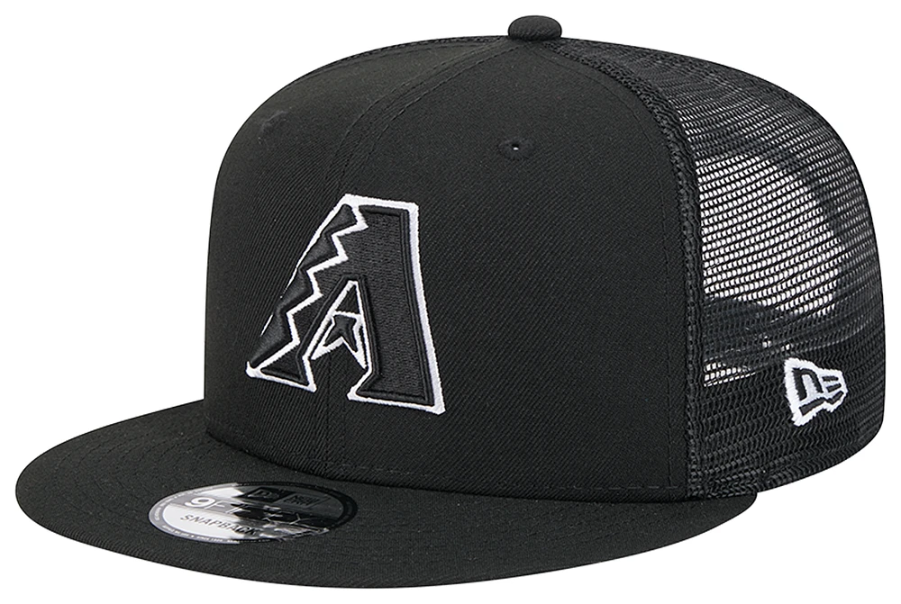 New Era Mens New Era Diamondbacks Evergreen 24 Trucker Hat - Mens Black/White Size One Size