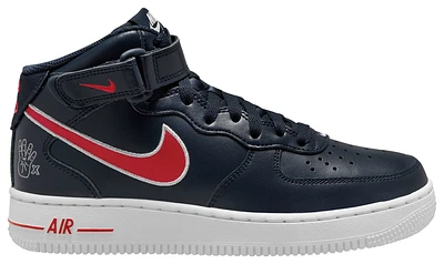 Nike Womens Air Force 1 '07 Mid V2 - Basketball Shoes Obsidian/Red/Wolf Grey