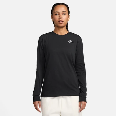 Nike Womens NSW Club Long Sleeve T-Shirt - Black/White