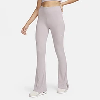 Nike Womens Chill Knit Rib Flared Leggings - Sail/Platinum Violet