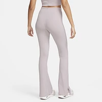 Nike Womens Chill Knit Rib Flared Leggings - Sail/Platinum Violet