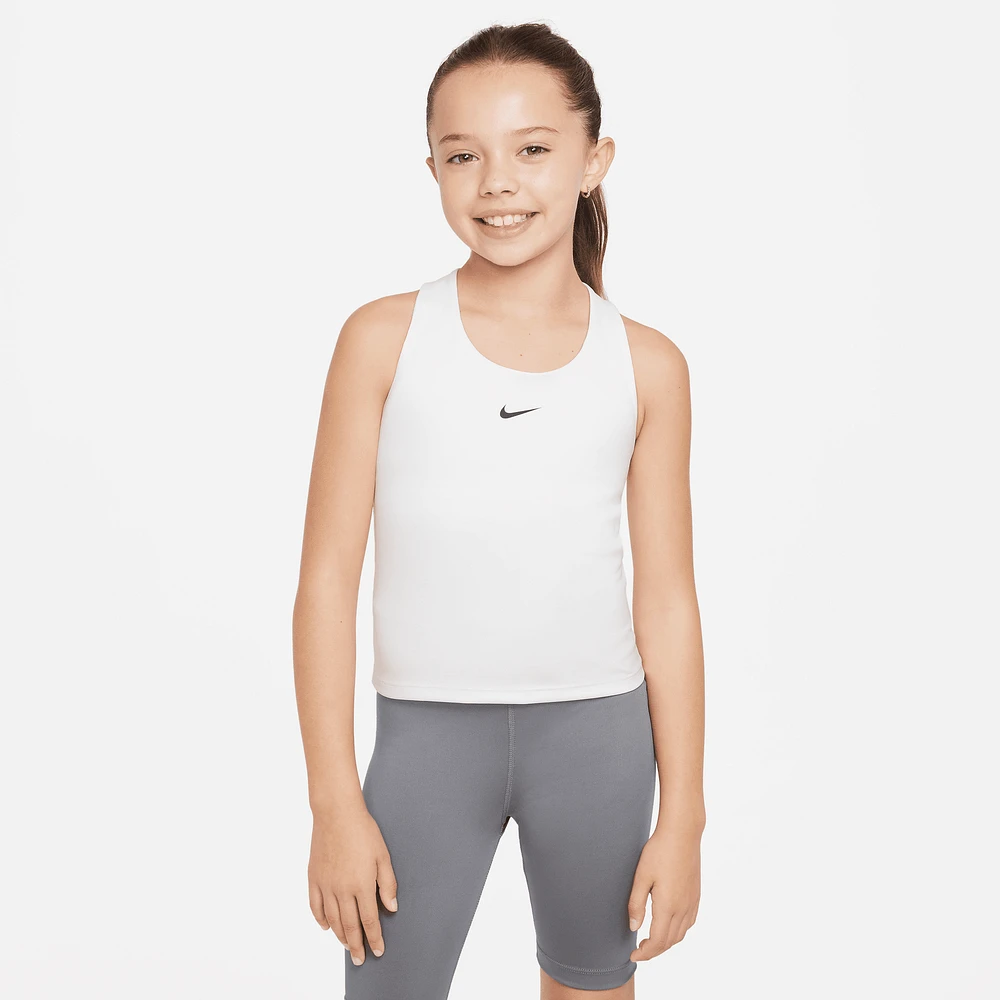 Nike Girls Dri-FIT Swoosh Tank Bra - Girls' Grade School Black/White