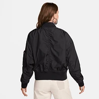 Nike Womens Essential OS Bomber Jacket - Black/White