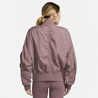 Nike Womens Nike Essential OS Bomber Jacket - Womens Black/Smokey Mauve Size M