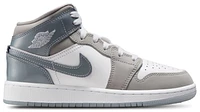 Jordan Boys AJ 1 Mid SE - Boys' Grade School Basketball Shoes White/Cool Grey/Medium Grey