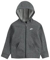 Nike Boys Club Fleece Full-Zip Hoodie - Boys' Grade School Grey/Grey