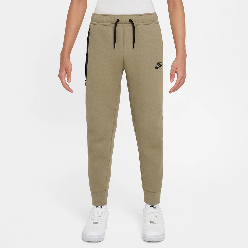 Nike Boys Nike NSW Tech Fleece Pants - Boys' Grade School Neutral Olive/Black Size S