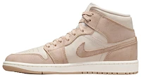 Jordan Womens AJ1 MID SE - Basketball Shoes White/Brown