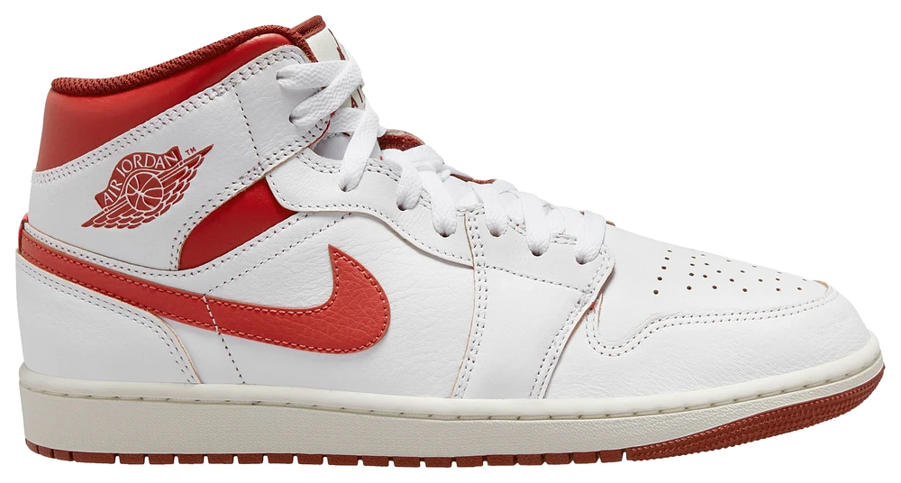 Jordan Mens Air 1 Mid SE - Basketball Shoes White/Lobster/Dune Red