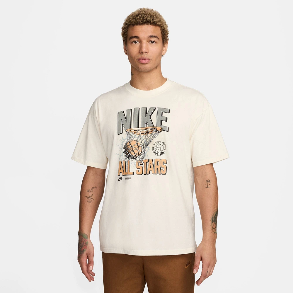 Nike Mens NSW Max 90 Stars Short Sleeve T-Shirt - Pale Ivory/Gold