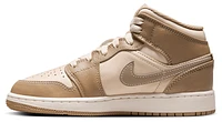 Jordan Boys AJ 1 Mid JM - Boys' Grade School Basketball Shoes Light Brown/Khaki