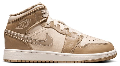 Jordan Boys AJ 1 Mid JM - Boys' Grade School Basketball Shoes Light Brown/Khaki