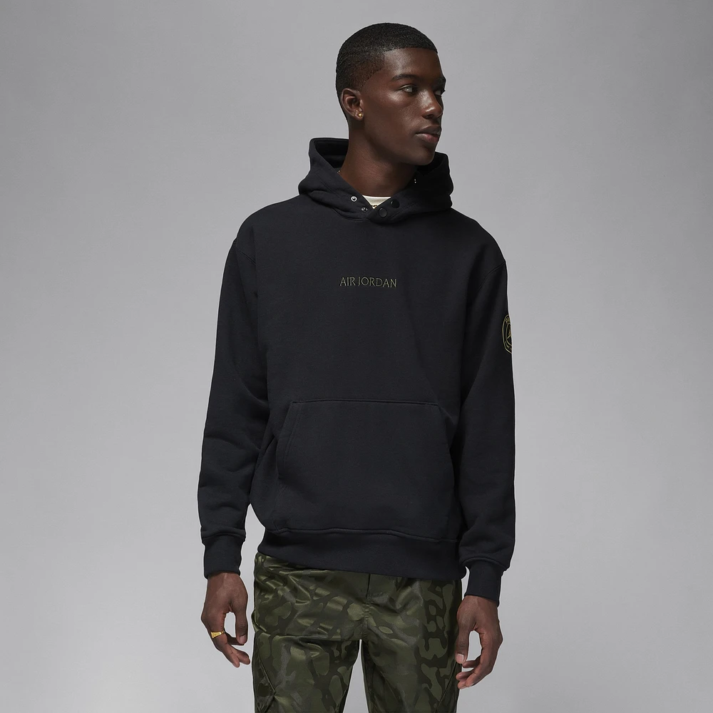 Jordan Mens PSG Wordmark Fleece Pullover - Black/Cargo Khaki
