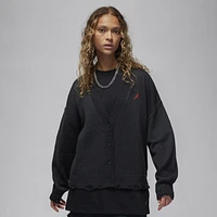 Jordan Womens Distressed Cardigan - Off Noir/Dune Red